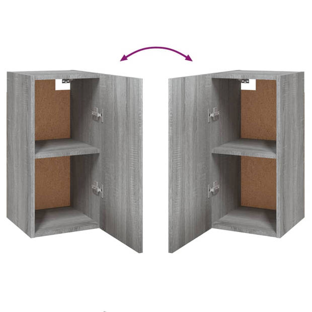 The Living Store Hangend tv-meubel - Grijs Sonoma Eiken - 30.5 x 30 x 60 cm - Bewerkt hout - Set van 2