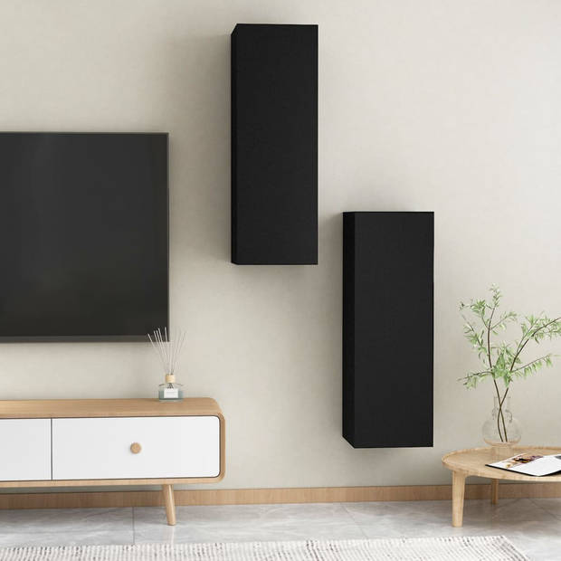 vidaXL Tv-meubels 2 st 30,5x30x90 cm bewerkt hout zwart