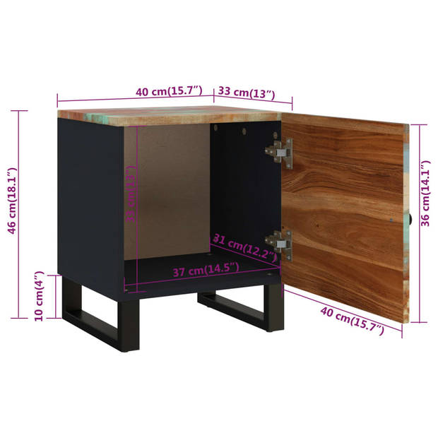 vidaXL Nachtkastje 40x33x46 cm massief gerecycled hout