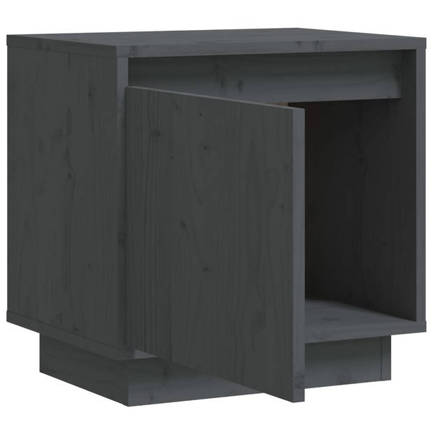 The Living Store Bedkastjes Grijs Massief Grenenhout 40x30x40cm - Multifunctioneel - Set van 2