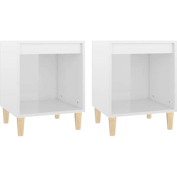 The Living Store Bedkast - Hoogglans wit - 40 x 35 x 50 cm (set van 2)