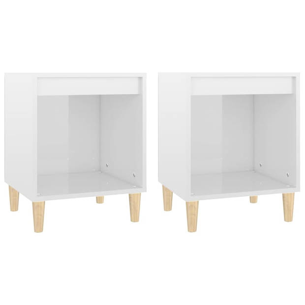 The Living Store Bedkast - Hoogglans wit - 40 x 35 x 50 cm (set van 2)