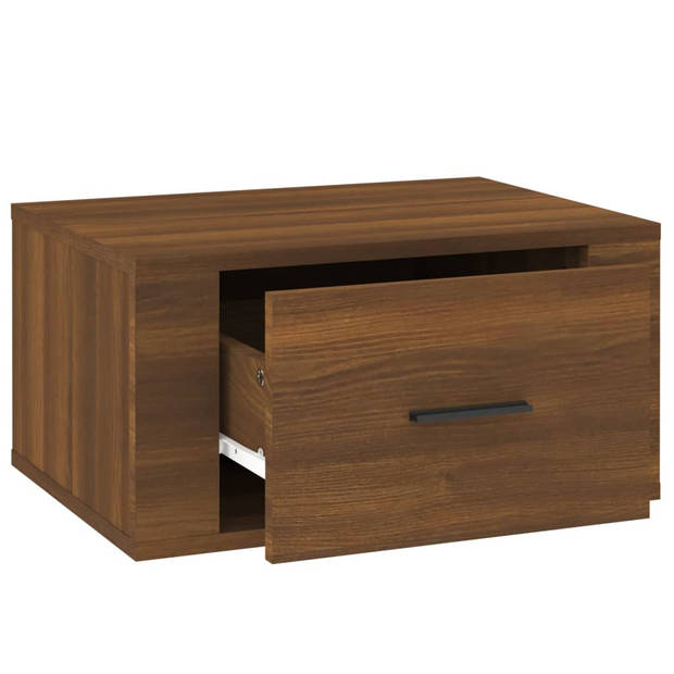 The Living Store Wandnachtkastjes - bruineiken - 50x36x25cm - duurzaam hout