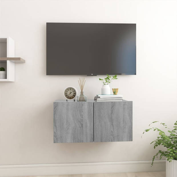 The Living Store TV-meubel - Hangend - 60x30x30cm - Grijs Sonoma Eiken