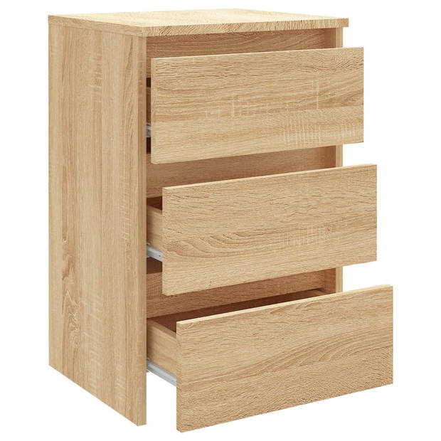 vidaXL Nachtkastjes 2 st 40x35x62,5 cm bewerkt hout sonoma eikenkleur