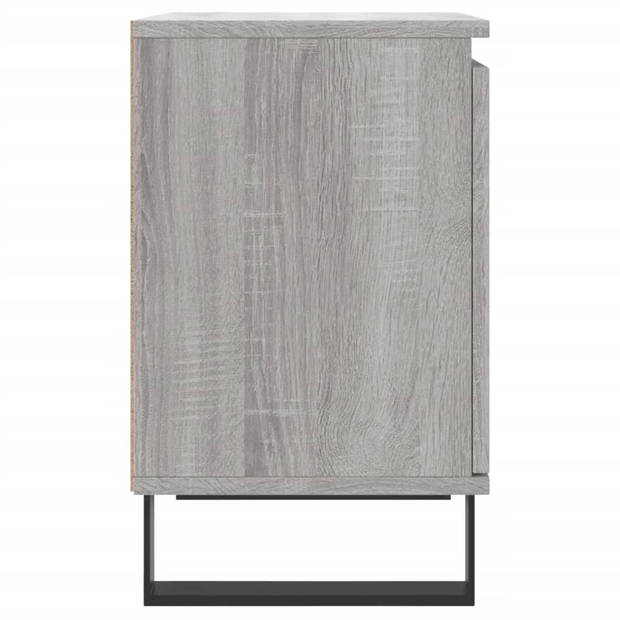 The Living Store Bedkasten - Grijs Sonoma Eiken - 40 x 30 x 50 cm - Bewerkt hout en ijzer