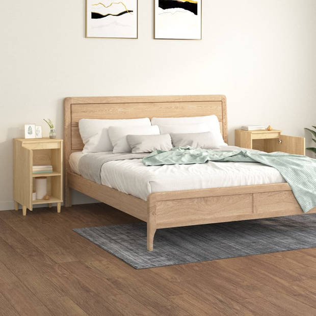 vidaXL Nachtkastjes 2 st 40x35x70 cm bewerkt hout sonoma eikenkleurig