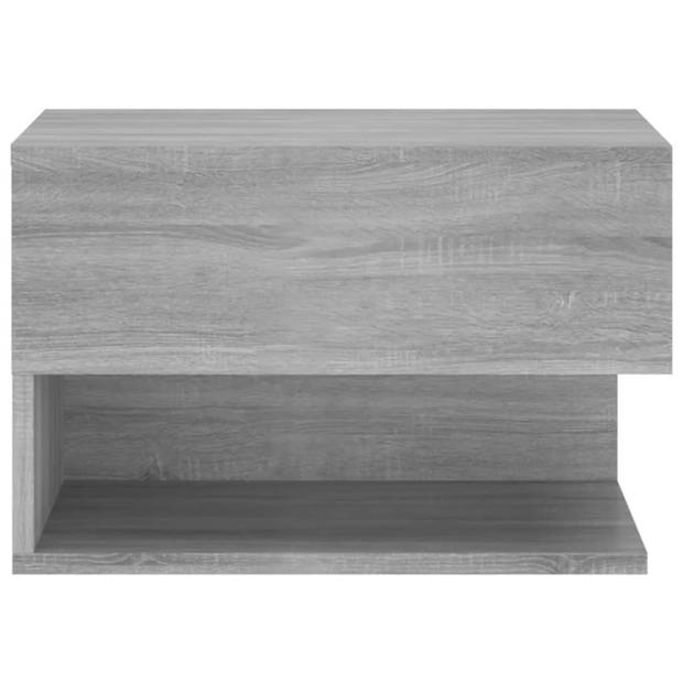 The Living Store Wandnachtkastjes - Grijs Sonoma Eiken - 46x29.5x30 cm - Bewerkt hout