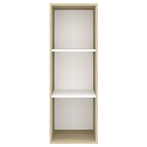 The Living Store Televisiewandmeubel - Sonoma eiken en wit - 37 x 37 x 107 cm