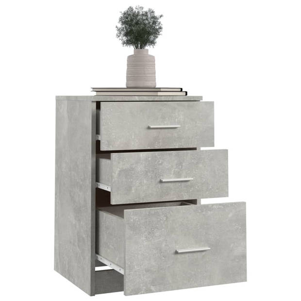 vidaXL Nachtkastje 40x40x63 cm bewerkt hout betongrijs