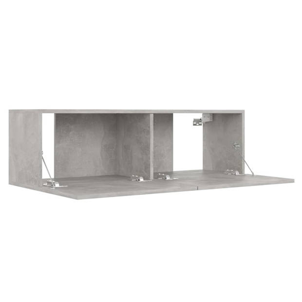 The Living Store TV-meubel Betongrijs - 100 x 30 x 30 cm - Wandmontage - Stereokast - Materiaal- spaanplaat