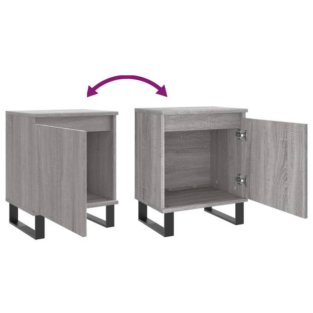 The Living Store Bedkasten - Grijs Sonoma Eiken - 40 x 30 x 50 cm - Bewerkt hout en ijzer