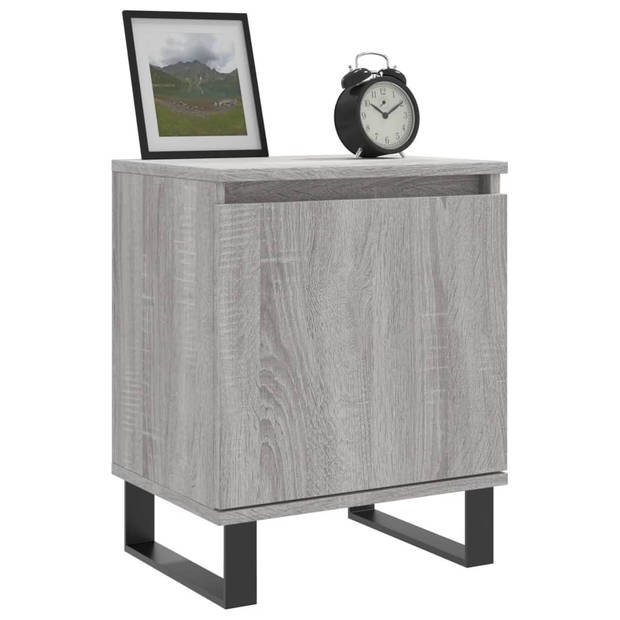 The Living Store Bedkasten - Grijs Sonoma Eiken - 40 x 30 x 50 cm - Bewerkt hout en ijzer