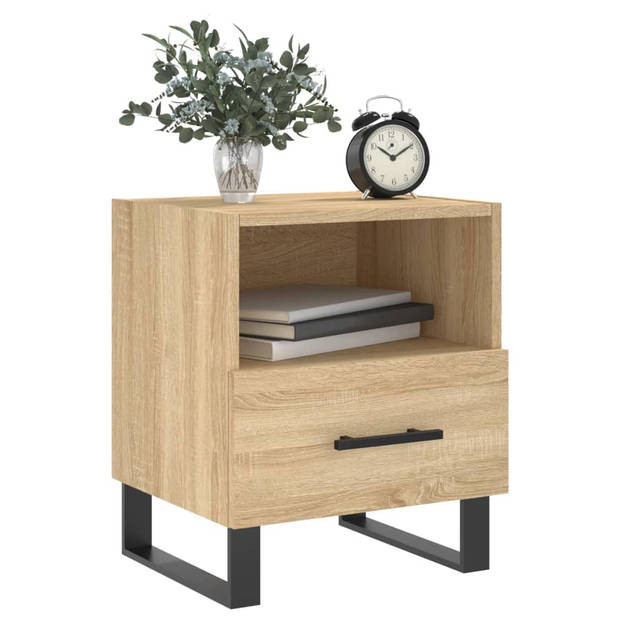 vidaXL Nachtkastjes 2 st 40x35x47,5 cm bewerkt hout sonoma eikenkleur