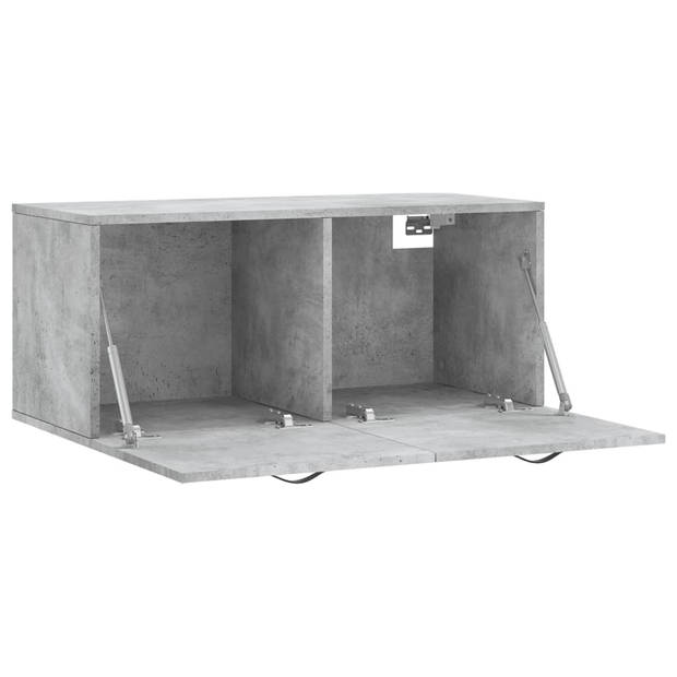 The Living Store Zwevende Wandkast - Betongrijs - 80x36.5x35cm - Duurzaam Hout - Opbergruimte voor Interieur