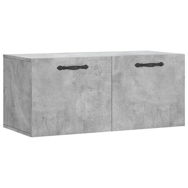 The Living Store Zwevende Wandkast - Betongrijs - 80x36.5x35cm - Duurzaam Hout - Opbergruimte voor Interieur