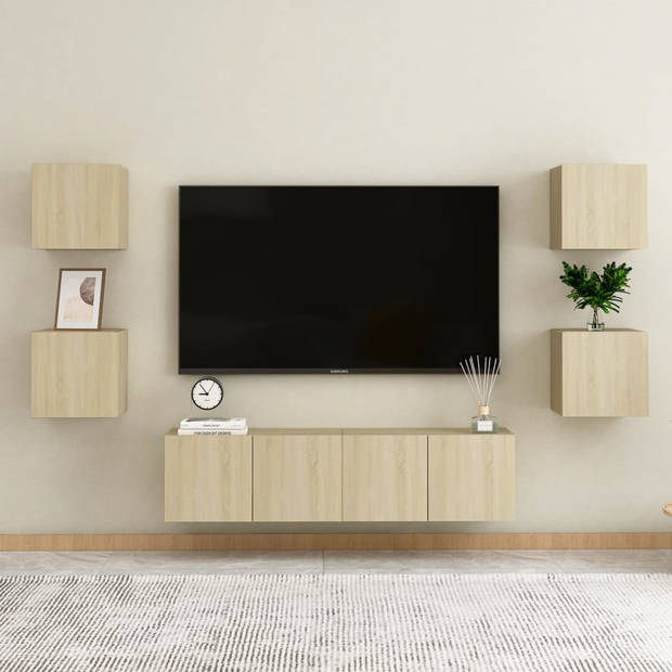 The Living Store TV-meubel Sonoma Eiken - 30.5 x 30 x 30 cm - Wandmontage - Links/Rechts Openend