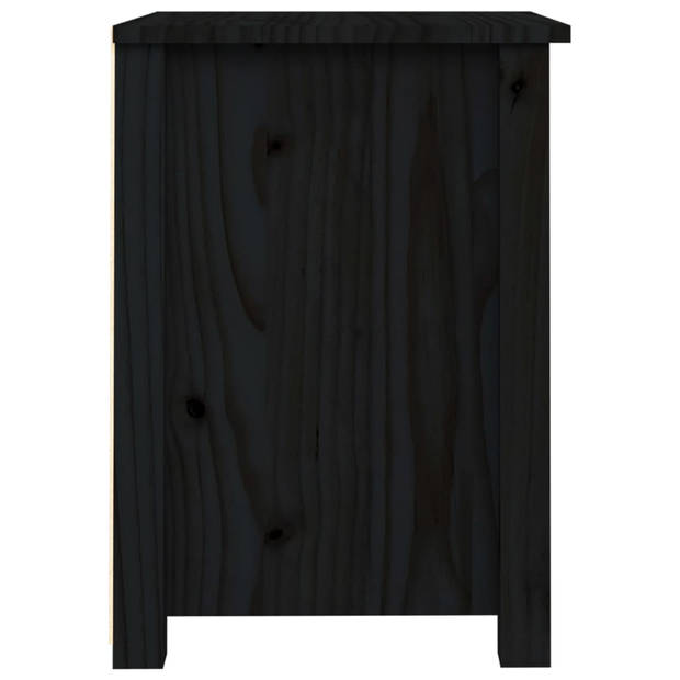 vidaXL Nachtkastje 40x35x49 cm massief grenenhout zwart