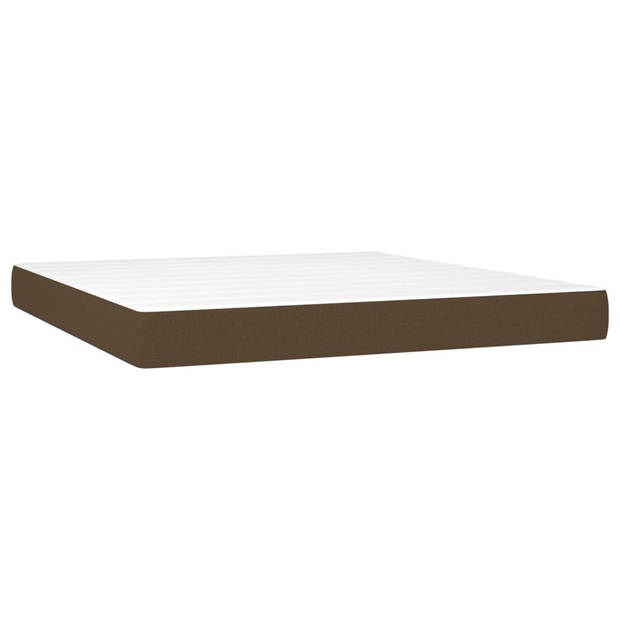 The Living Store Boxspring Donkerbruin 203x180x78/88 cm - LED Verlichting