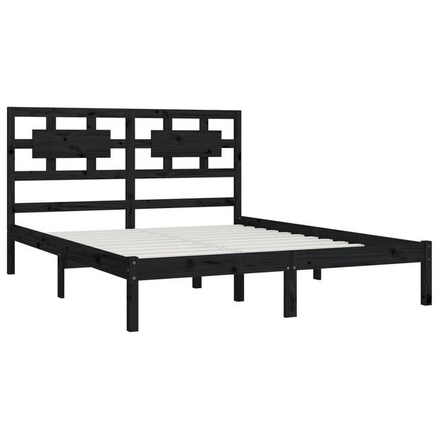 vidaXL Bedframe massief grenenhout zwart 120x200 cm