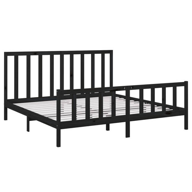 vidaXL Bedframe massief grenenhout zwart 200x200 cm