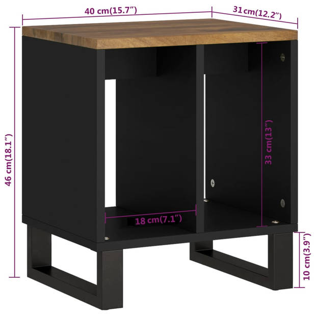 The Living Store Bijzettafel - Massief Mangohout - 40 x 31 x 46 cm - Honingbruine afwerking