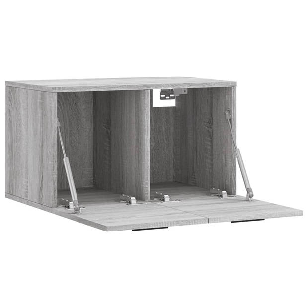 The Living Store Wandkast Sonoma Eiken - Zwevend - 60 x 36.5 x 35 cm - Duurzaam hout - Grijs - Montage vereist