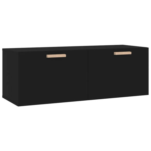 The Living Store Wandkast - Zwart - 100 x 36.5 x 35 cm - Bewerkt hout