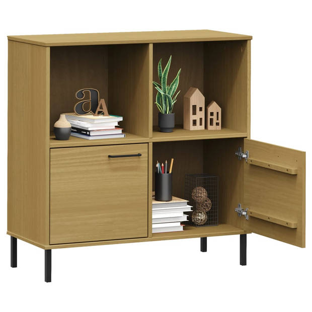 vidaXL Boekenkast met metalen poten OSLO 90x35x90,5 cm hout bruin