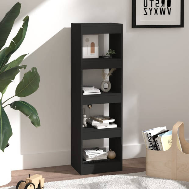 The Living Store Boekenkast Zwart - 40 x 30 x 135 cm - Bewerkt hout