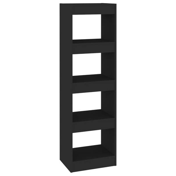 The Living Store Boekenkast Zwart - 40 x 30 x 135 cm - Bewerkt hout