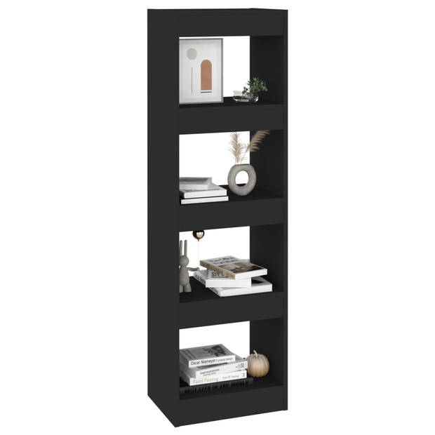 The Living Store Boekenkast Zwart - 40 x 30 x 135 cm - Bewerkt hout