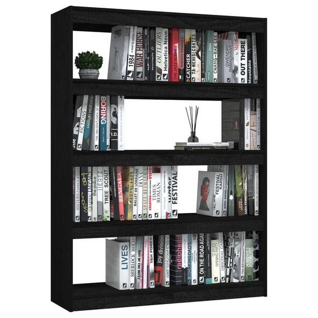 The Living Store Boekenkast - Massief grenenhout - 100 x 30 x 135.5 cm - Zwart