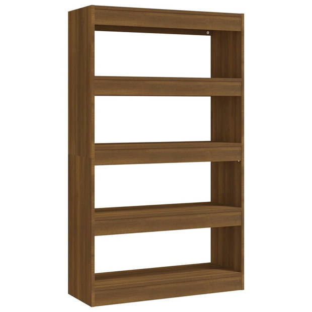 The Living Store Boekenkast Bruineiken - 80x30x135 cm - Houten boekenkast