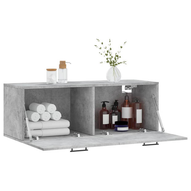 The Living Store Wandkast Betongrijs - 100x36.5x35 cm - Decoratieve opbergkast - Duurzaam materiaal