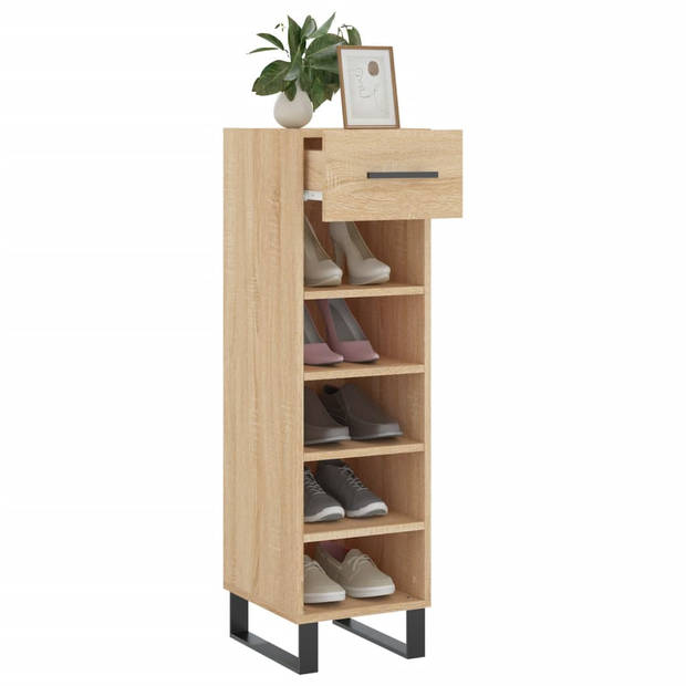 The Living Store Schoenenkast Sonoma Eiken - 30 x 35 x 105 cm - Duurzaam materiaal en praktisch ontwerp