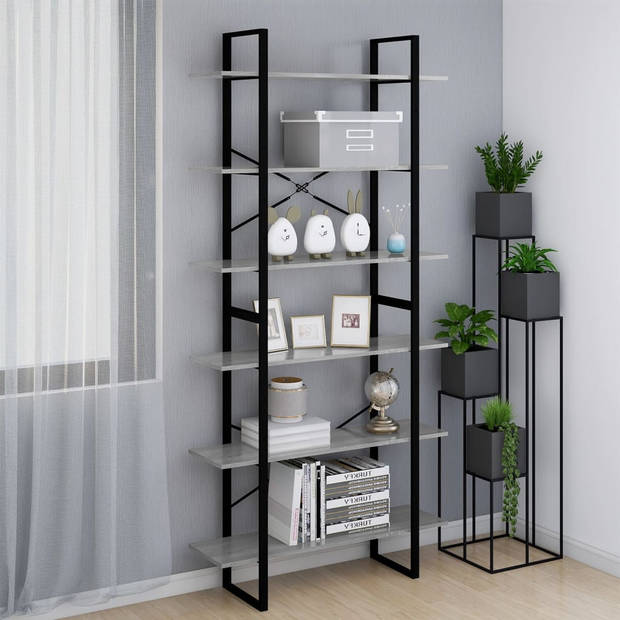 The Living Store Boekenkast - Grijs Sonoma Eiken - 100 x 30 x 210 cm - Hoge Kast