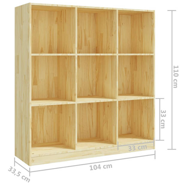 The Living Store Boekenkast Opbergkast Massief Grenenhout 104x33.5x110 cm - Decoratief en praktisch