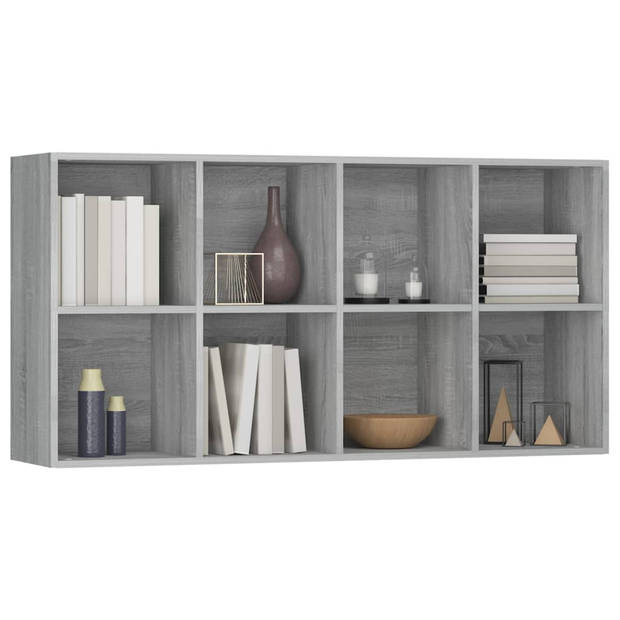 The Living Store Boekenkast Grijs Sonoma Eiken - 66 x 30 x 130 cm - Inclusief Montagehandleiding - Wandmontage vereist