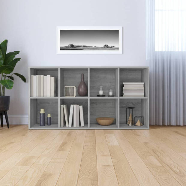 The Living Store Boekenkast Grijs Sonoma Eiken - 66 x 30 x 130 cm - Inclusief Montagehandleiding - Wandmontage vereist