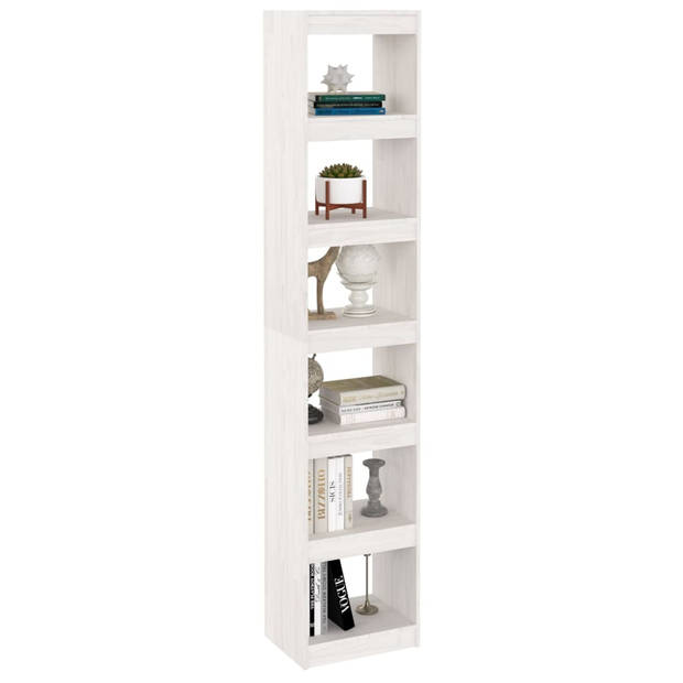 vidaXL Boekenkast/kamerscherm 40x30x199 cm massief grenenhout wit