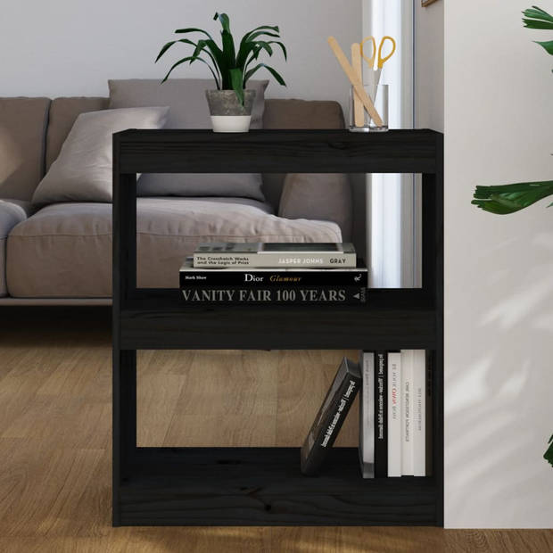 The Living Store Boekenkast - Massief Grenenhout - 60 x 30 x 71.5 cm - Zwart