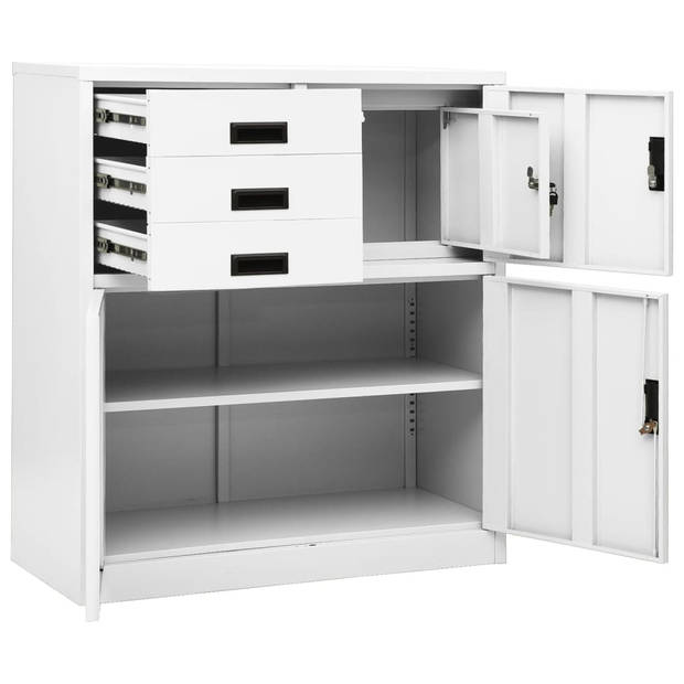 The Living Store Kantoorkast - Archiefkast - 90 x 40 x 102 cm - Staal - Wit