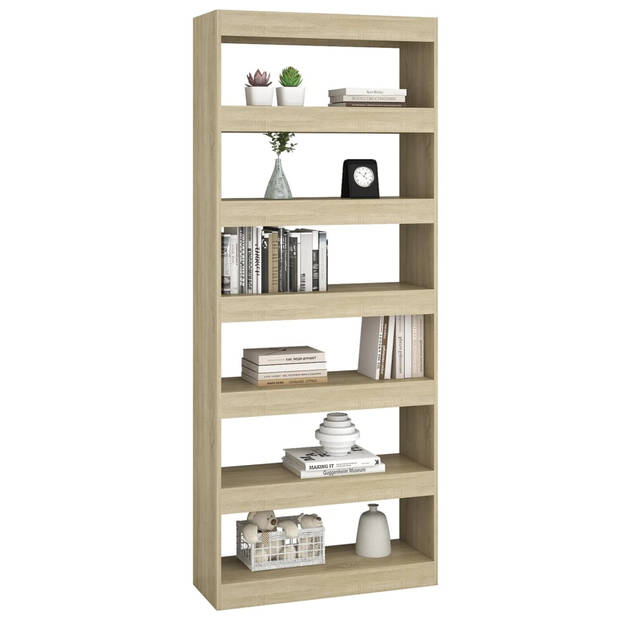 The Living Store Boekenkast Sonoma Eiken - 80 x 30 x 198 cm - Houten kast