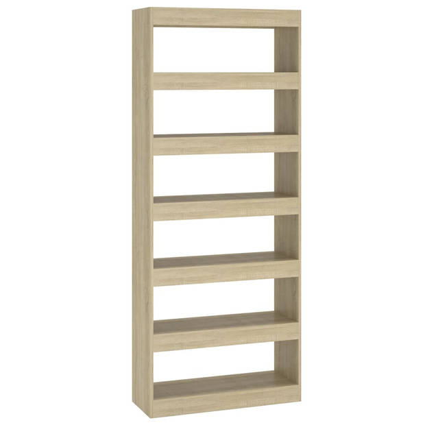 The Living Store Boekenkast Sonoma Eiken - 80 x 30 x 198 cm - Houten kast