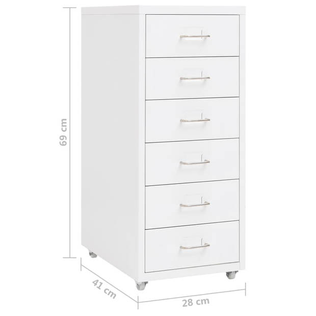 The Living Store Archiefkast - 6 lades - 28 x 41 x 69 cm - Metalen handvatten