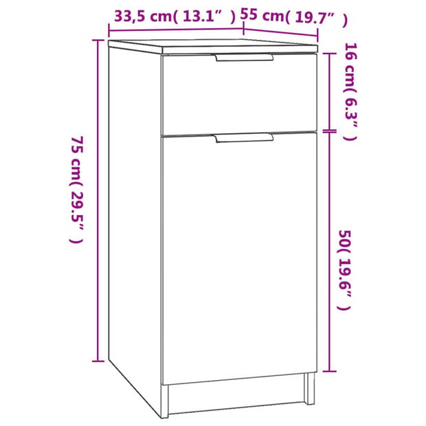 The Living Store Bureaukast - Zwart - 33.5 x 50 x 75 cm - Opbergfuncties - Montage