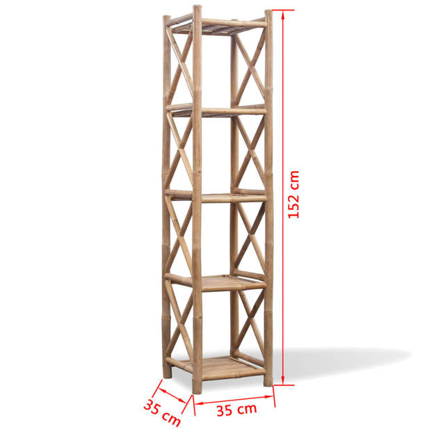 The Living Store Bamboe Rek - 35 x 35 x 152 cm - Met vijf lagen