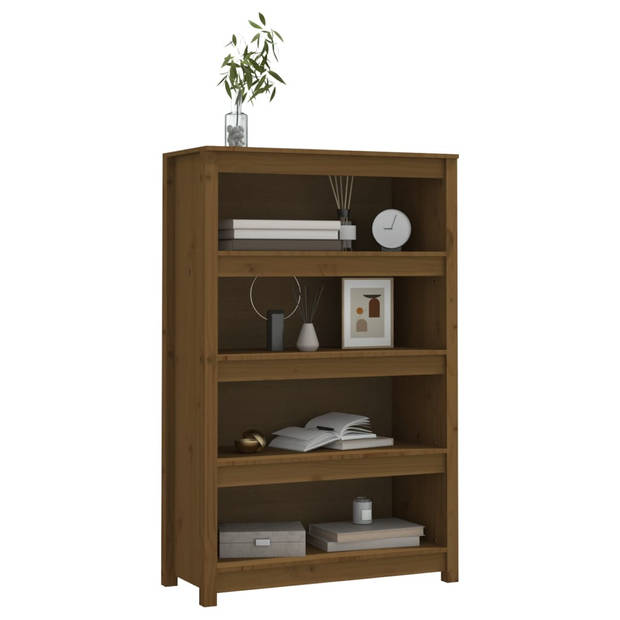 The Living Store Boekenkast - Grenenhout - 80 x 35 x 126 cm - Honingbruin