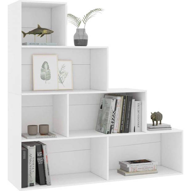 The Living Store Boekenkast Classic - 155 x 24 x 160 cm - 6 open schappen - wit hout